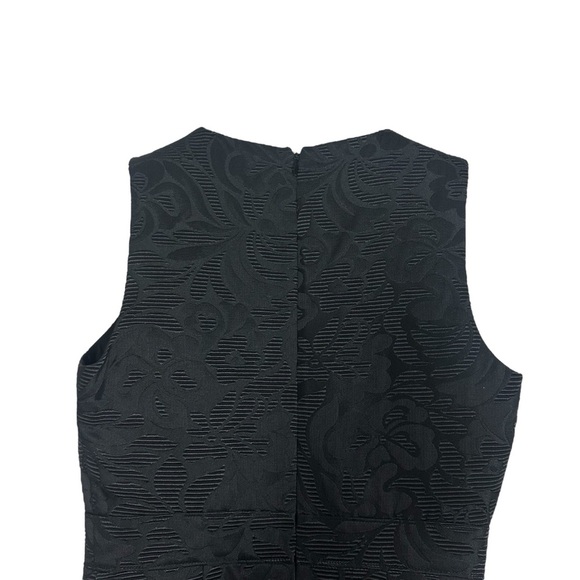Theory Black Floral Jacquard Sleeveless Mini Dress Size 2 Fit & Flare Cocktail - Picture 2 of 11